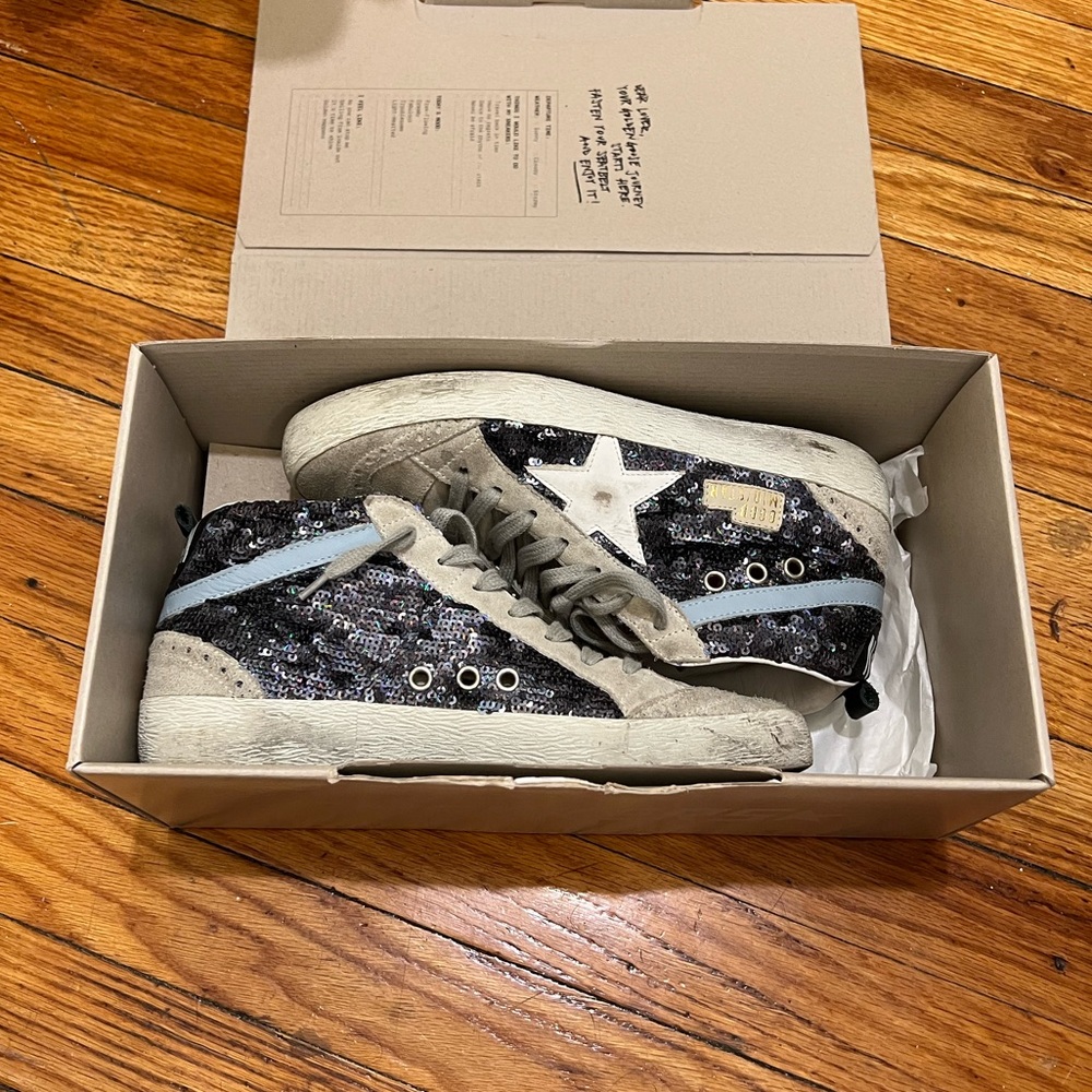 Golden Goose Midstars - Blue Rainbow Sequins